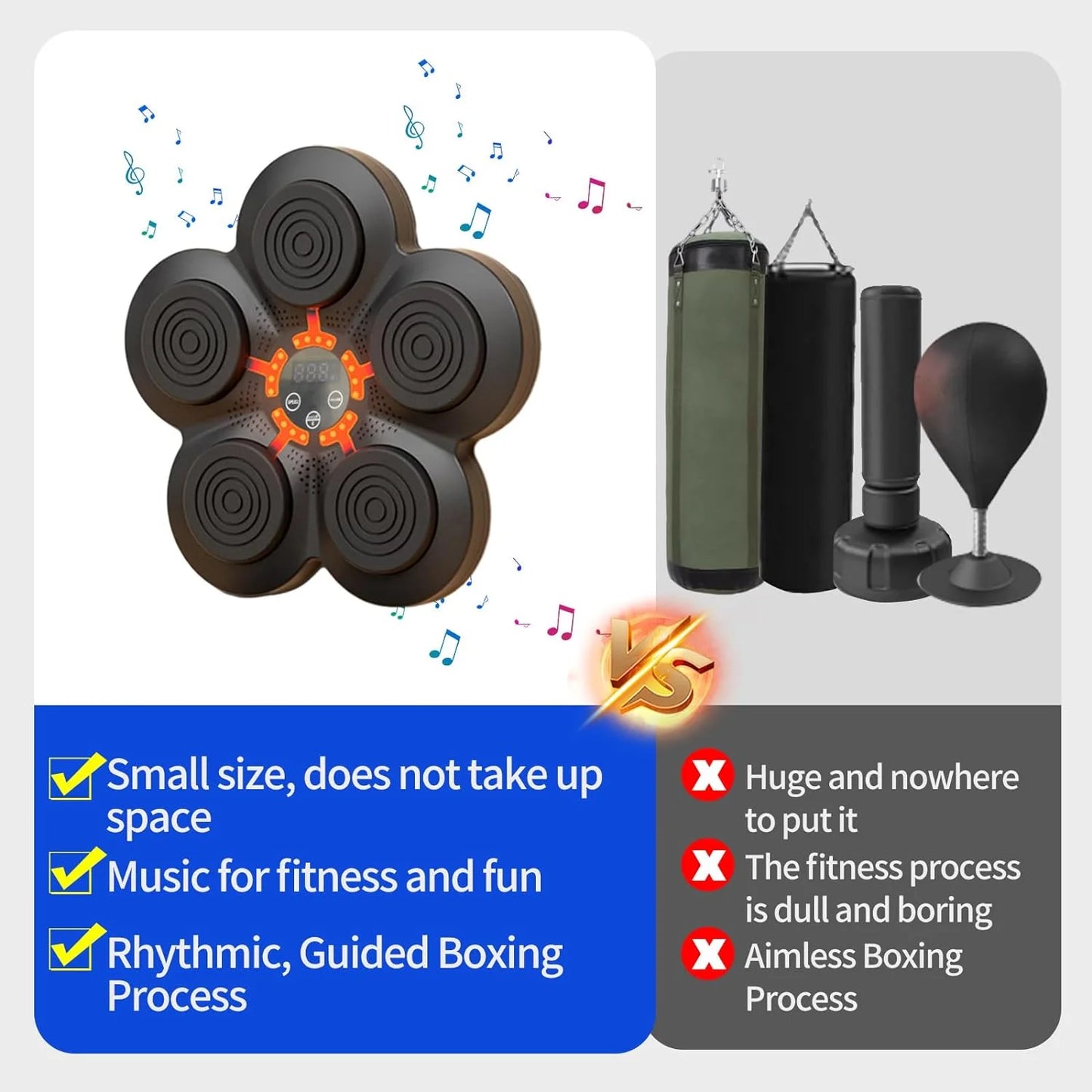 Smart Electronic Music Boxing Machine, Wall Mounted Boxing Training Punching Equipment, Smart Boxing Target Machine for Home, Indoor and Gym Use